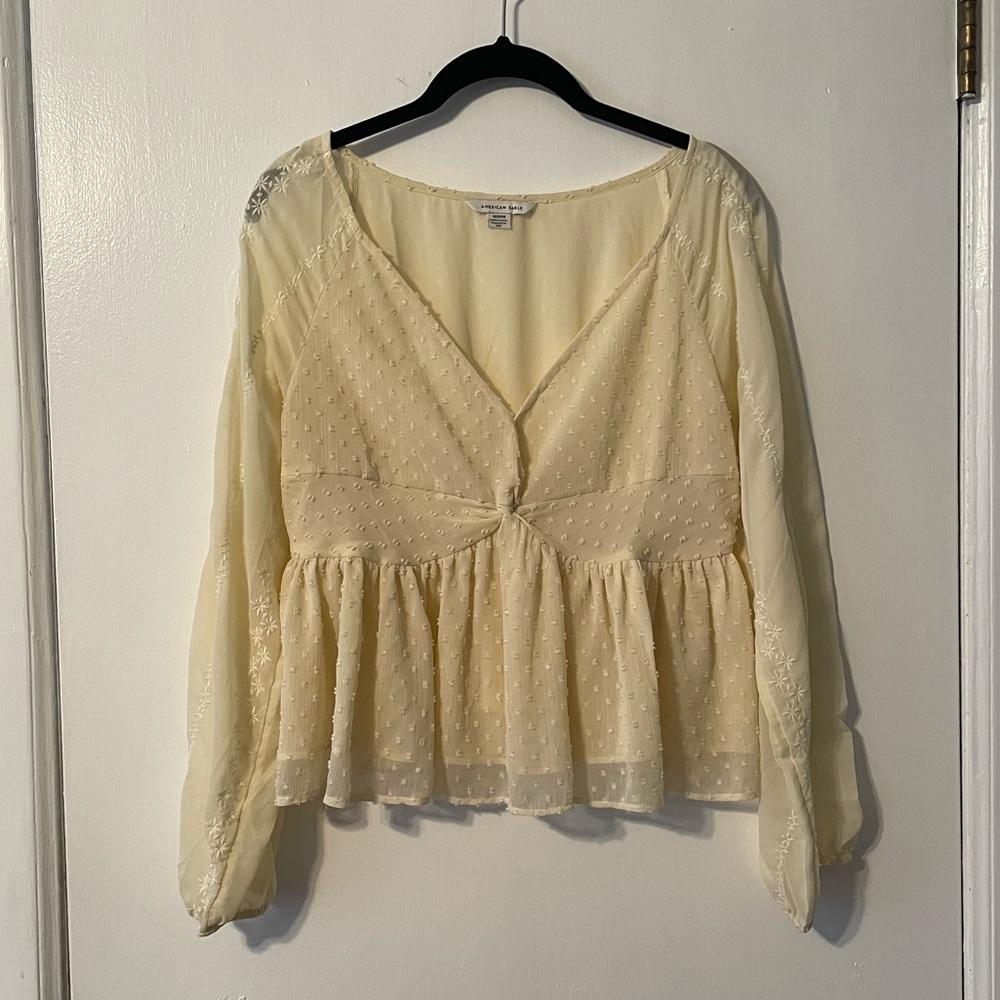 Cream Twist Front Blouse